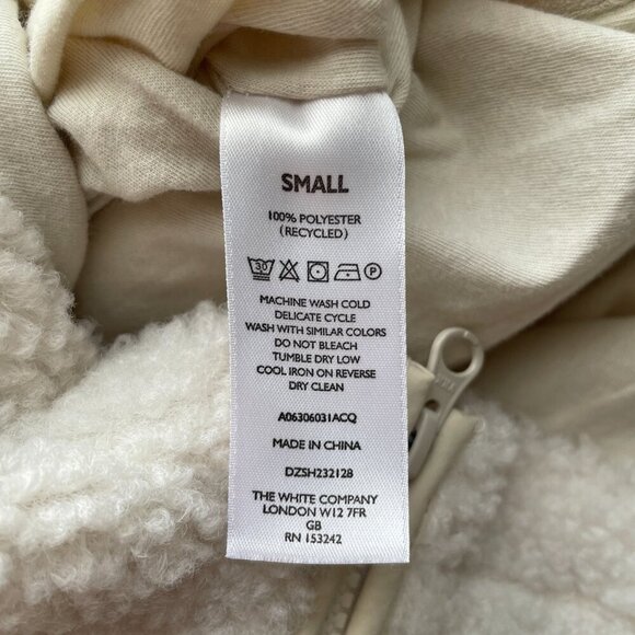 The White Company Borg Oversized Sherpa Hoodie Cream Pullover Funnel Neck Size S - Picture 7 of 8